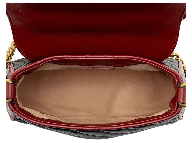Gucci Matelasse Leather Torchon GG Marmont Mini Top Handle Nero - vista 7