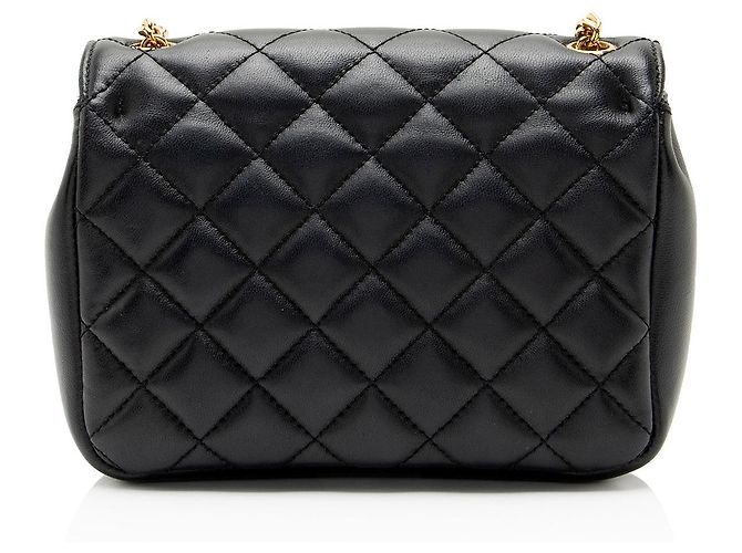 Bolsa de aba pequena Medusa Square em couro acolchoado Versace Preto - vista 3