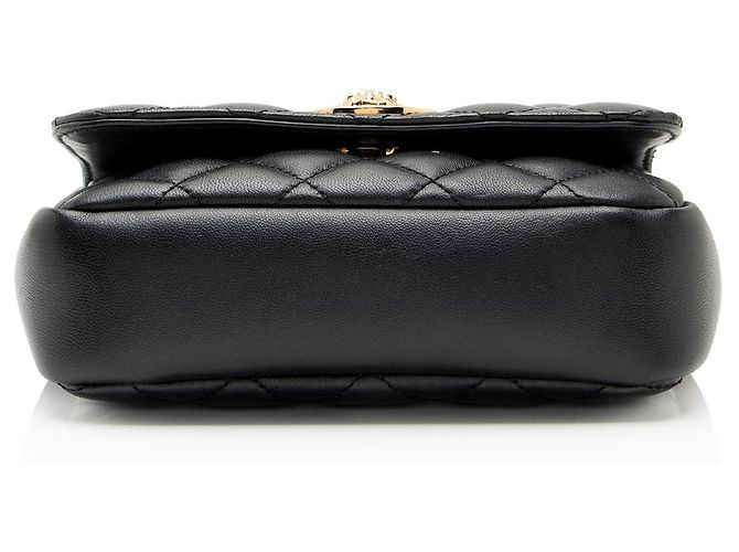 Bolsa de aba pequena Medusa Square em couro acolchoado Versace Preto - vista 4