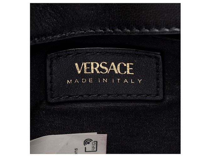 Bolsa de aba pequena Medusa Square em couro acolchoado Versace Preto - vista 7