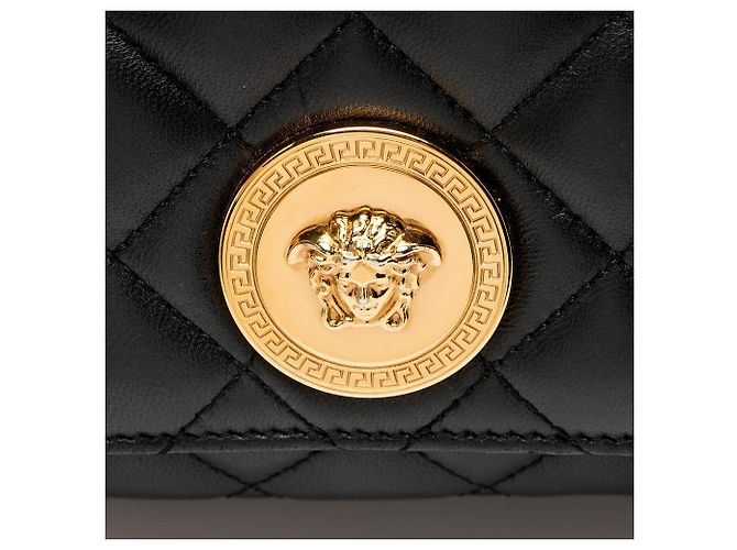 Bolsa de aba pequena Medusa Square em couro acolchoado Versace Preto - vista 9