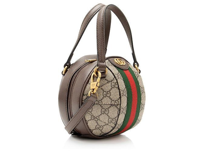 Borsa Mini Basketball Gucci GG Supreme Ophidia Marrone Beige - vista 2