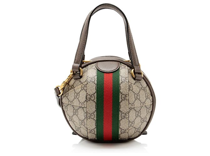 Borsa Mini Basketball Gucci GG Supreme Ophidia Marrone Beige - vista 3