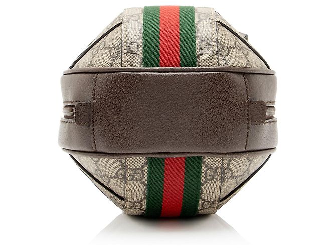 Borsa Mini Basketball Gucci GG Supreme Ophidia Marrone Beige - vista 4