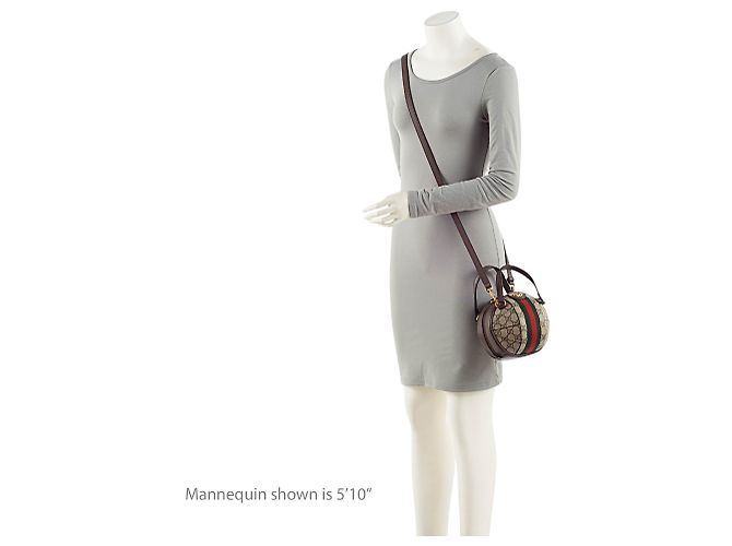 Borsa Mini Basketball Gucci GG Supreme Ophidia Marrone Beige - vista 5