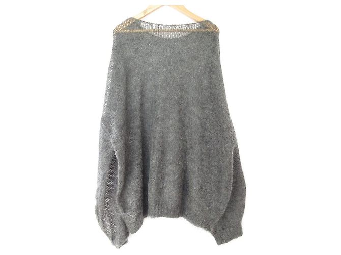Autre Marque ETRE TOKYO Volume Sleeve Mohair Pullover Castaño Gris antracita - vista 2