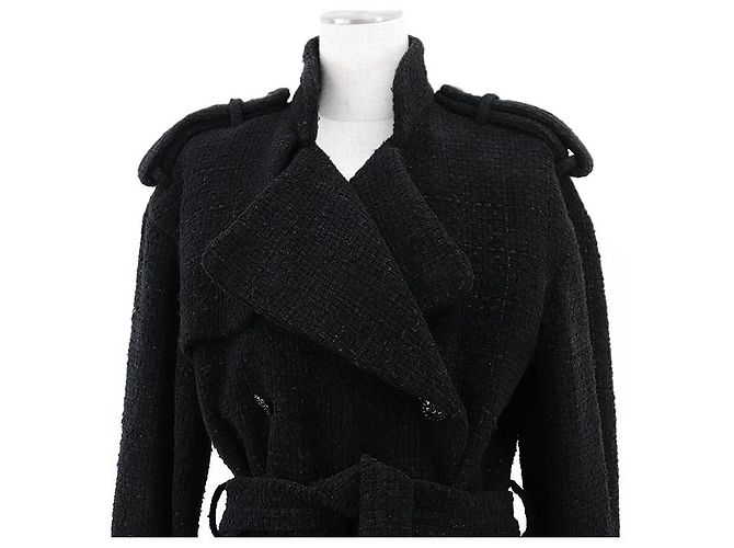 Abrigo de Tweed Chanel P73338 Negro - vista 2