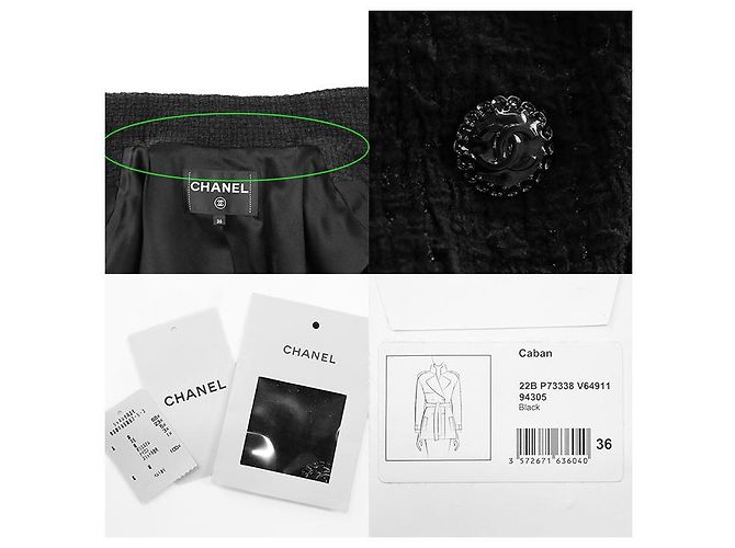 Abrigo de Tweed Chanel P73338 Negro - vista 9
