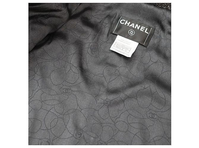 Chaqueta Chanel de Tweed y Piel de Conejo Castaño Gris antracita - vista 13