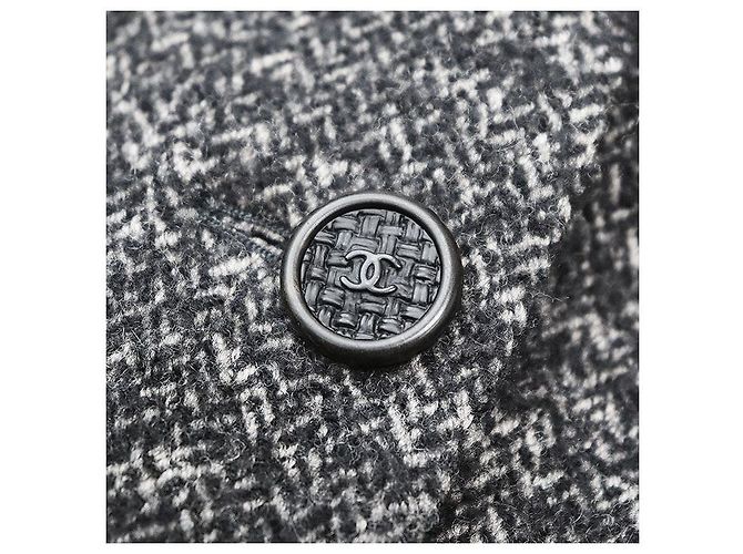 Chaqueta Chanel de Tweed y Piel de Conejo Castaño Gris antracita - vista 3