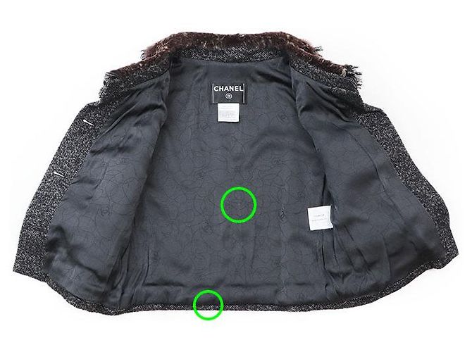 Chaqueta Chanel de Tweed y Piel de Conejo Castaño Gris antracita - vista 4
