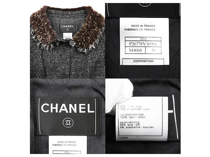 Chaqueta Chanel 05A P26778 de tweed de lana con estampado de espiga Castaño Gris antracita - vista 10