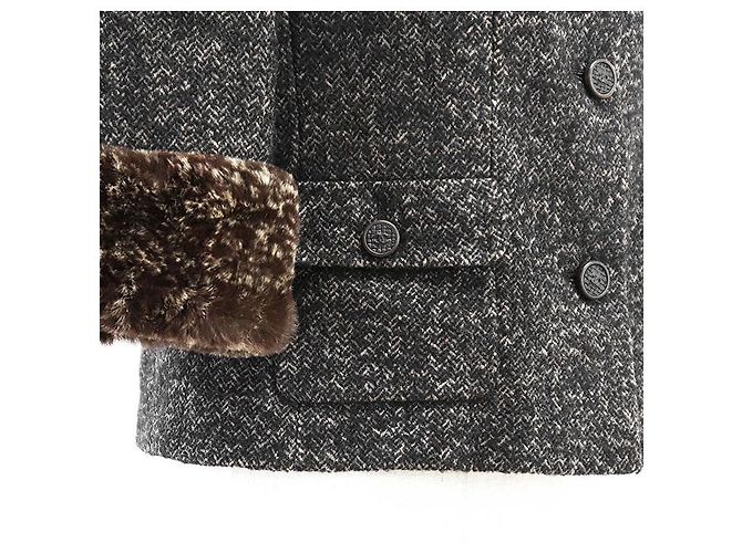 Chaqueta Chanel 05A P26778 de tweed de lana con estampado de espiga Castaño Gris antracita - vista 11