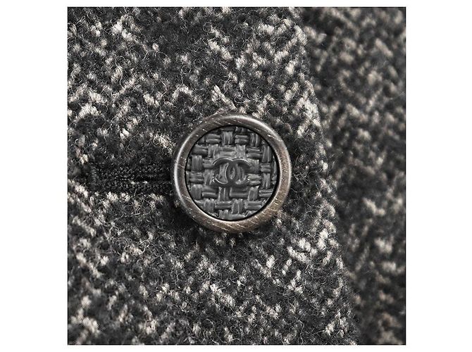 Chaqueta Chanel 05A P26778 de tweed de lana con estampado de espiga Castaño Gris antracita - vista 3