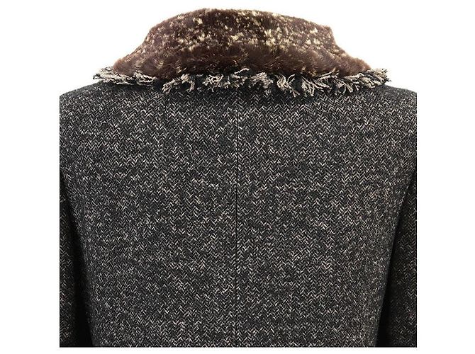 Chaqueta Chanel 05A P26778 de tweed de lana con estampado de espiga Castaño Gris antracita - vista 8