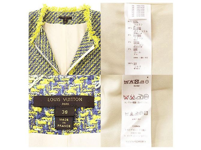 Louis Vuitton Tweed-Kleid Blau Gelb - Ansicht 10