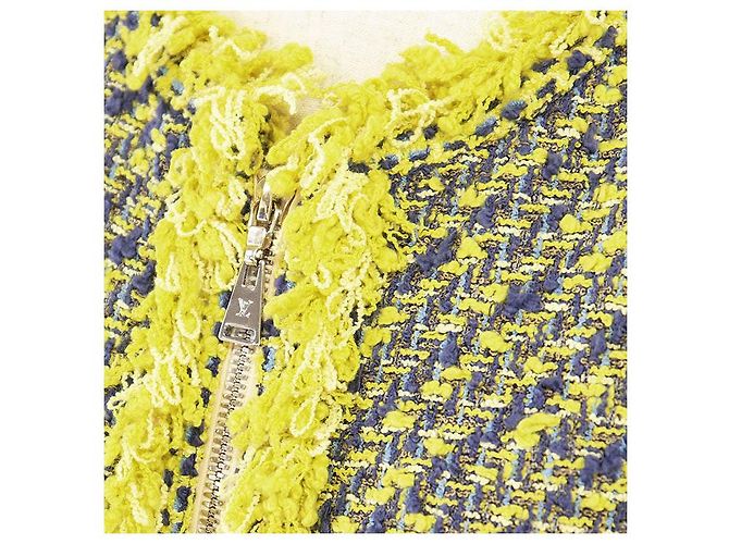 Louis Vuitton Tweed-Kleid Blau Gelb - Ansicht 3