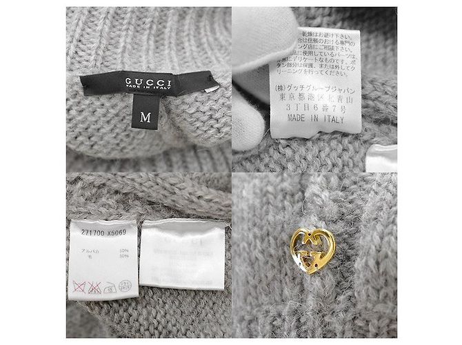 Prenda de punto de lana de alpaca Gucci GG Heart Castaño - vista 10