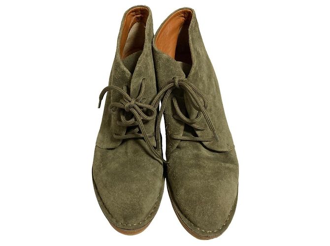 Stivaletti wedge stringati in camoscio Marc by Marc Jacobs Verde Cachi - vista 2
