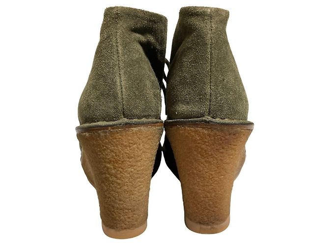 Stivaletti wedge stringati in camoscio Marc by Marc Jacobs Verde Cachi - vista 4