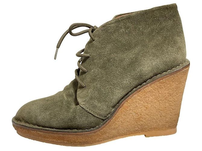 Stivaletti wedge stringati in camoscio Marc by Marc Jacobs Verde Cachi - vista 5