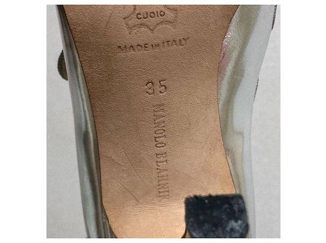Manolo Blahnik Mary Jane Open Toe Pumps Silber - Ansicht 10