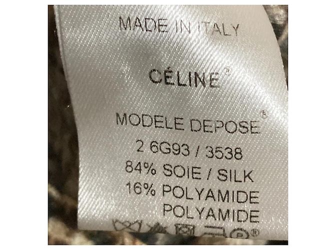 Céline Celine Seiden-Minikleid Braun Schwarz Beige Gelb - Ansicht 10