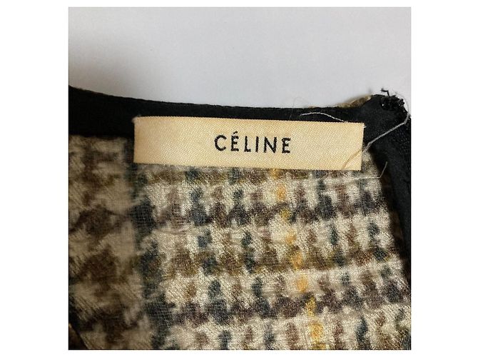 Céline Celine Seiden-Minikleid Braun Schwarz Beige Gelb - Ansicht 8