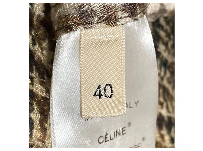 Céline Celine Seiden-Minikleid Braun Schwarz Beige Gelb - Ansicht 9