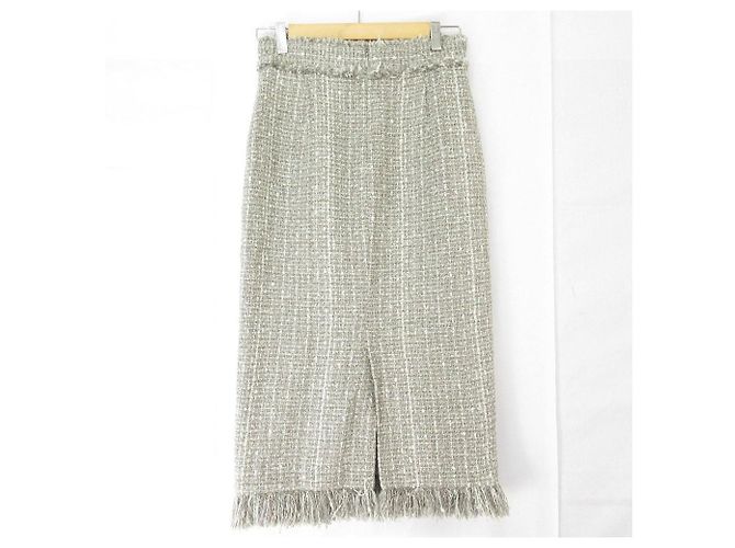 Autre Marque Falda larga de tweed con flecos United Arrows Castaño - vista 2