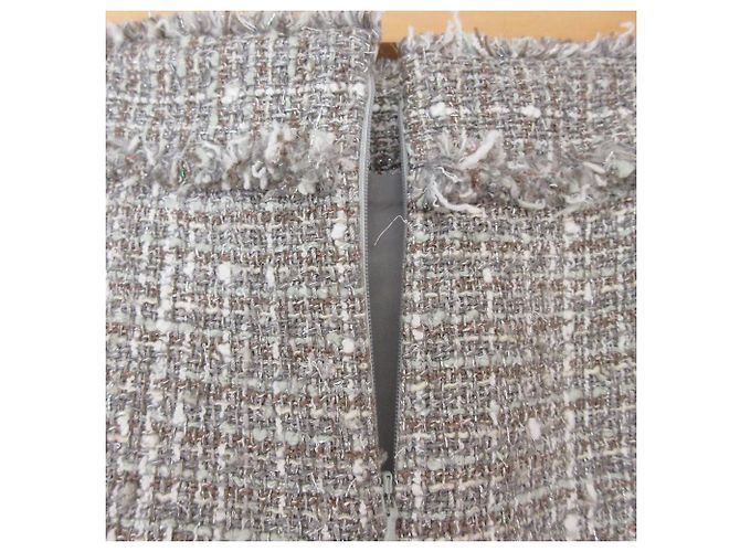 Autre Marque Falda larga de tweed con flecos United Arrows Castaño - vista 5
