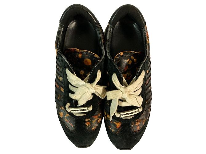 Autre Marque Dsquared2 Sneaker aus Wildleder mit Blumenprint Schwarz - Ansicht 4