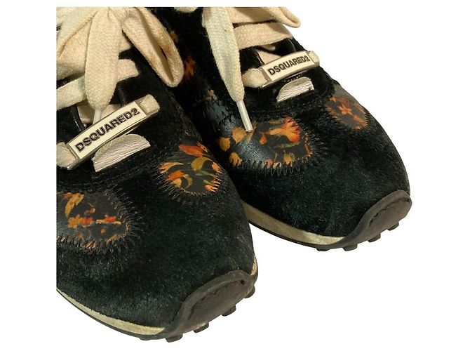 Autre Marque Dsquared2 Sneaker aus Wildleder mit Blumenprint Schwarz - Ansicht 6