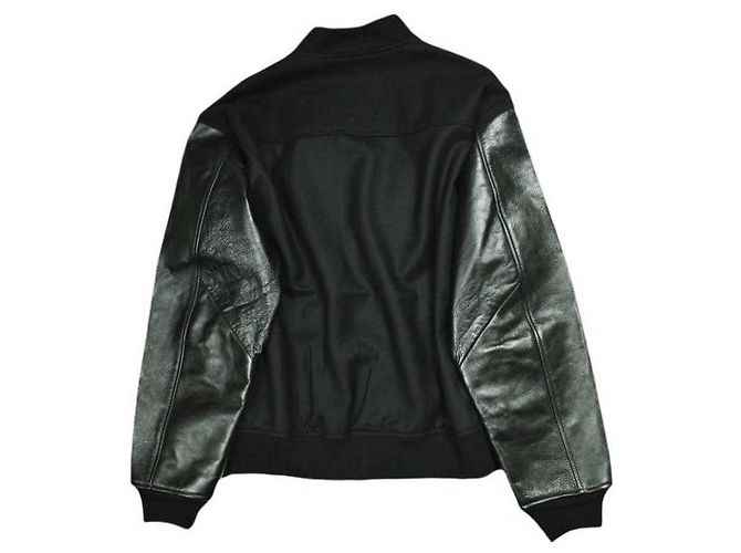 Autre Marque CHANGES REMAKE VARSITY JACKET Chaqueta Varsity de lana y cuero vacuno Negro Azul marino - vista 2