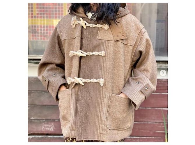 Autre Marque Needles DUFFLE COAT W/N HERRINGBONE MELTON Coat Castaño Camello - vista 3