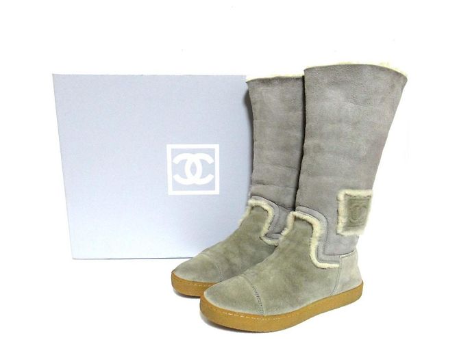 Chanel SPORTS Shearling-Stiefel Braun Grau - Ansicht 10