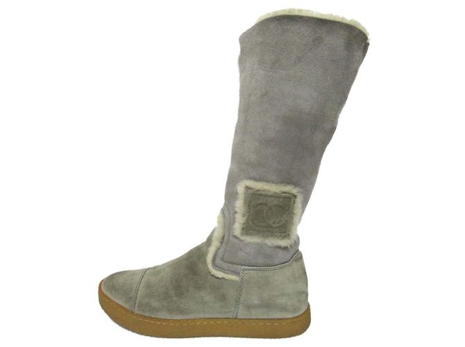 Chanel SPORTS Shearling-Stiefel Braun Grau - Ansicht 2