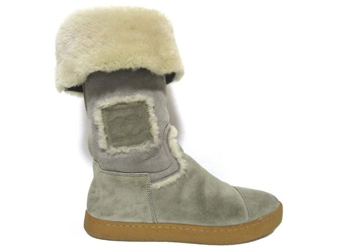 Chanel SPORTS Shearling-Stiefel Braun Grau - Ansicht 3
