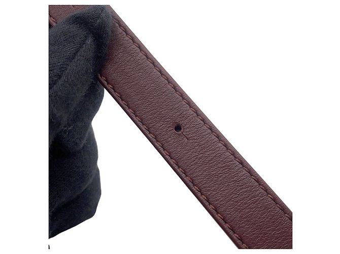 Borsa a mano Loewe Pebble Baguette in pelle Bordò - vista 14