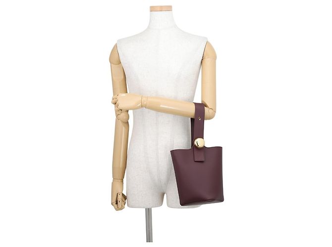 Borsa a mano Loewe Pebble Baguette in pelle Bordò - vista 4