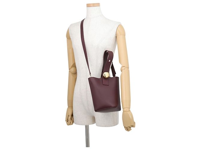 Borsa a mano Loewe Pebble Baguette in pelle Bordò - vista 5