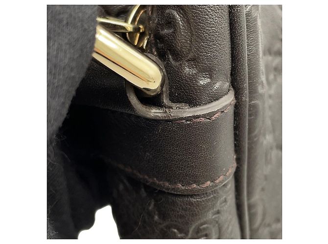 Borsa a tracolla Gucci in pelle marrone scuro - vista 8