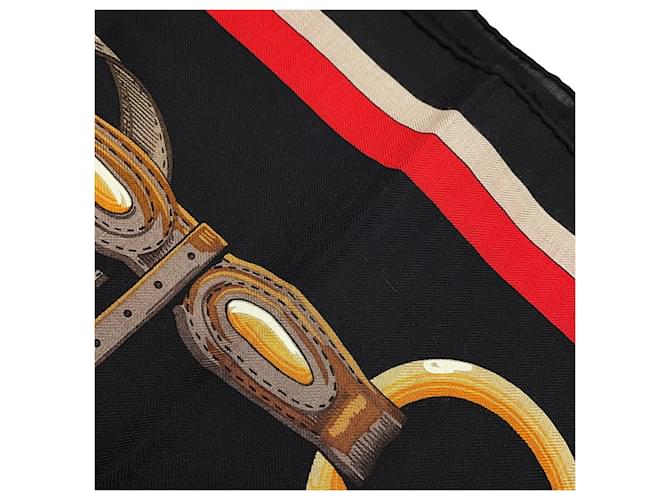 Hermès Carré Géant 140 Coaching Stole Nero Rosso Multicolore - vista 2