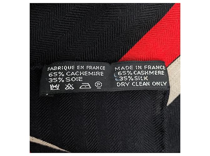 Hermès Carré Géant 140 Coaching Stole Nero Rosso Multicolore - vista 7