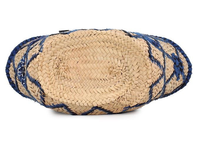 Borsa in rafia Loewe Anagram Blu Beige Blu navy - vista 3