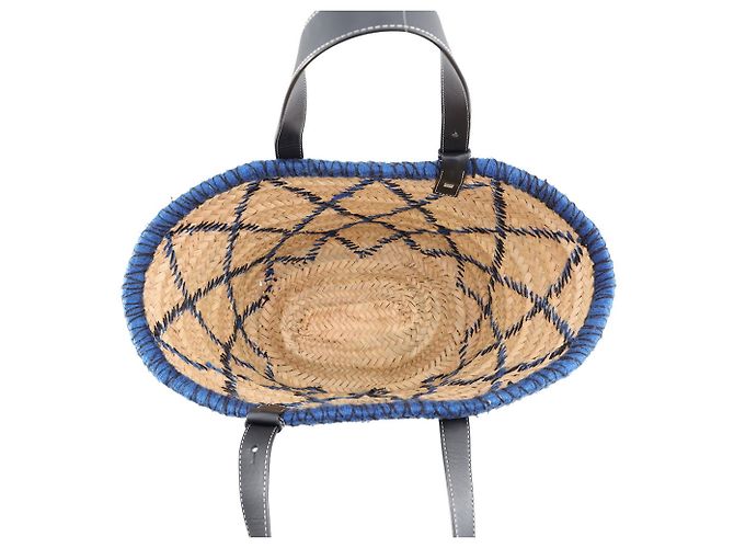 Borsa in rafia Loewe Anagram Blu Beige Blu navy - vista 5