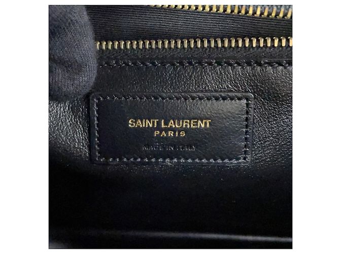 Borsa a tracolla Saint Laurent Paris Gabby Satchel Nero Bianco - vista 14