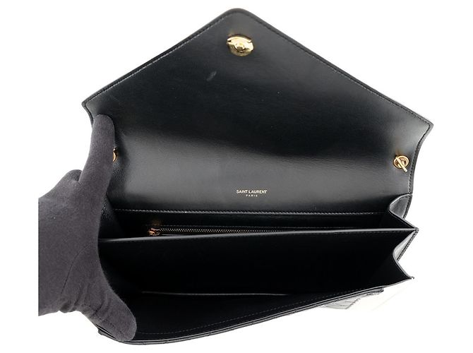 Borsa a tracolla Saint Laurent Paris Gabby Satchel Nero Bianco - vista 5