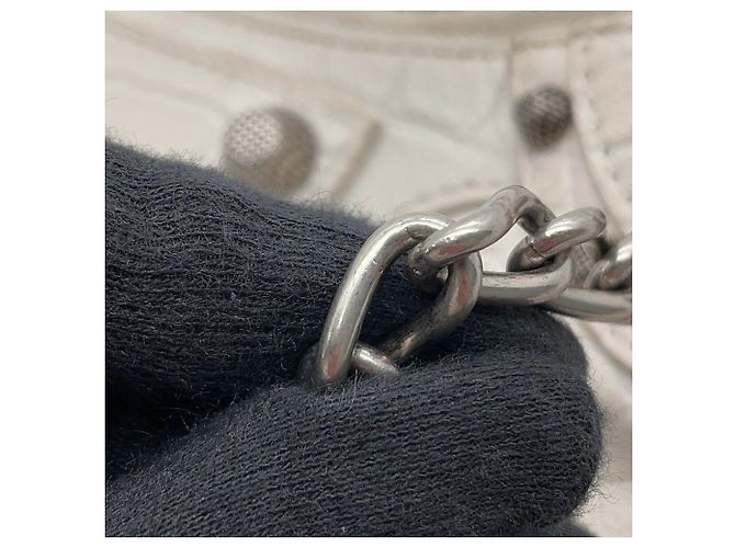 Borsa a tracolla mini Balenciaga Lucagol in pelle goffrata Bianco - vista 12