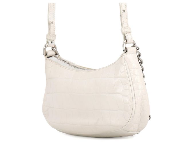 Borsa a tracolla mini Balenciaga Lucagol in pelle goffrata Bianco - vista 2